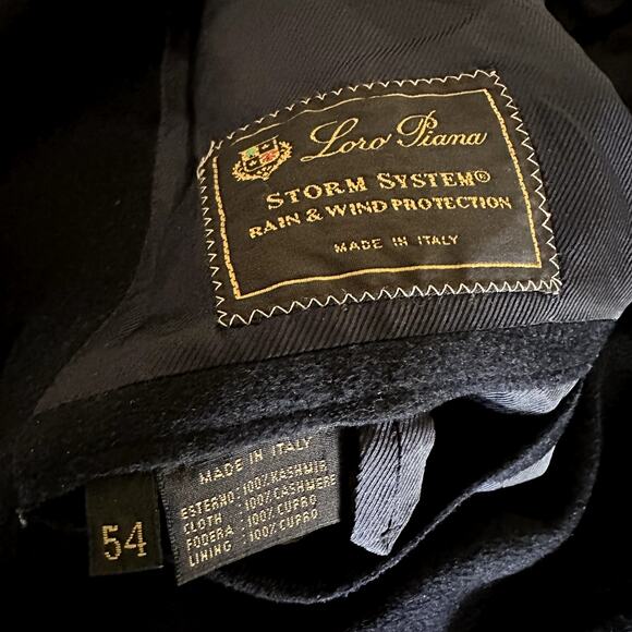 Loro Piana Storm System Trench Coat 100% Cashmere Single Breasted Black 54 - Picture 4 of 5